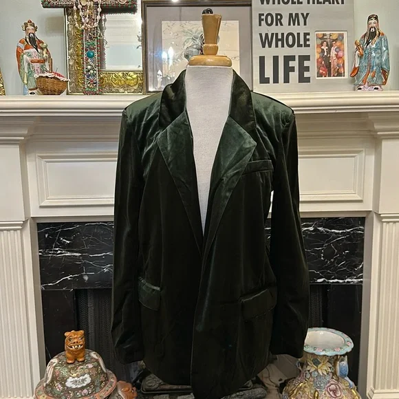 NWT “BB Dakota Steve Madden” green velvet blazer - Picture 1 of 7